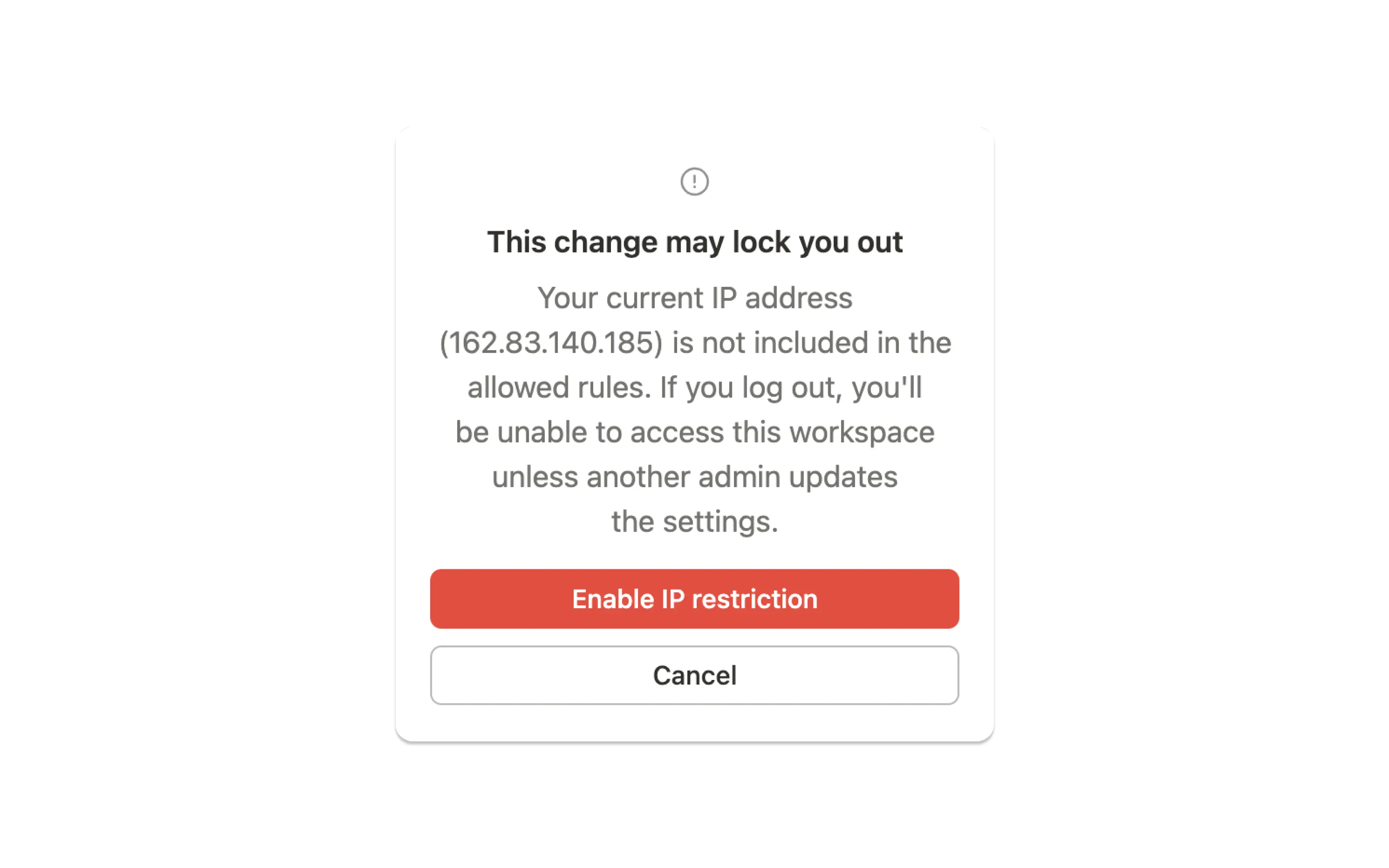 hc: restricted ip address login error
